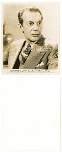 2k628 RAYMOND MASSEY 8x10 still '40s head & shoulders portrait of the intense actor in suit & tie!