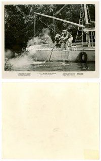 2k637 REVENGE OF THE CREATURE 8x10 still '55 guys on boat firing at the monster underwater!