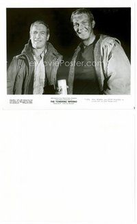 2k778 TOWERING INFERNO candid 8x10 still '74 Steve McQueen & Paul Newman smiling between scenes!