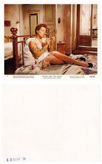 2k009 FLAME & THE FLESH color 8x10 still #2 '54 sexy brunette bad girl Lana Turner smoking on bed!