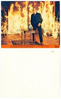 2k334 FRANKENSTEIN MUST BE DESTROYED 8x10 mini LC #8 '70 Peter Cushing with urn in burning house!