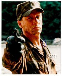 2m251 JAMES WOODS signed color 8x10 REPRO still '00s close up wearing full camo & pointing gun!