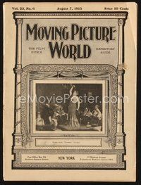 2m057 MOVING PICTURE WORLD exhibitor magazine Aug 7, 1915 Charlie Chaplin in The Bank, Syd Chaplin