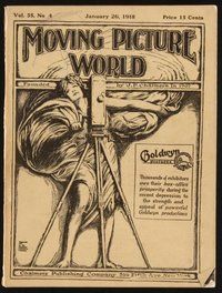 2m068 MOVING PICTURE WORLD exhibitor magazine Jan 26, 1918 incredible 2-page Tarzan of the Apes ad