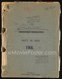 2m216 LOOKING FOR TROUBLE final draft script September 19, 1933, working title Trouble Shooter!