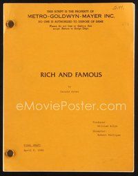 2m228 RICH & FAMOUS final draft script April 9, 1980, screenplay by Gerald Ayres!