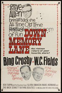 2p196 DOWN MEMORY LANE 1sh R64 Bing Crosby, W.C. Fields, Gloria Swanson, Mabel Normand