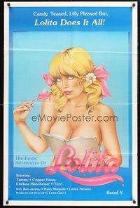 2p215 EROTIC ADVENTURES OF LOLITA 1sh '82 x-rated sexploitation, Ron Jeremy, great super-sexy art!