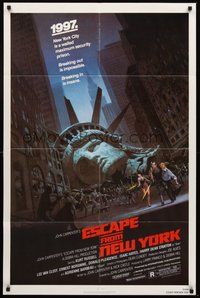 2p218 ESCAPE FROM NEW YORK 1sh '81 John Carpenter, art of decapitated Lady Liberty by Barry E. Jackson!