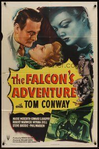 2p223 FALCON'S ADVENTURE style A 1sh '46 detective Tom Conway as The Falcon!