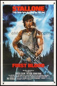 2p245 FIRST BLOOD 1sh '82 artwork of Sylvester Stallone as John Rambo by Drew Struzan!