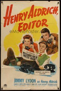2p338 HENRY ALDRICH, EDITOR style A 1sh '42 great artwork of newspaper chief Jimmy Lydon!