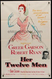 2p340 HER TWELVE MEN 1sh '54 art of teacher Greer Garson, plus Robert Ryan & Barry Sullivan!