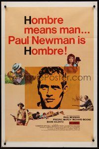 2p355 HOMBRE 1sh '66 Paul Newman, Fredric March, directed by Martin Ritt, it means man!