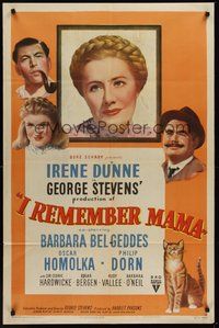 2p378 I REMEMBER MAMA 1sh '48 Irene Dunne, Barbara Bel Geddes, directed by George Stevens!