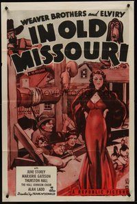 2p390 IN OLD MISSOURI 1sh R50 Alan Ladd, cool art of sexy June Story in red gown!