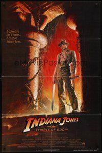 2p393 INDIANA JONES & THE TEMPLE OF DOOM 1sh '84 full-length art of Harrison Ford by Bruce Wolfe!