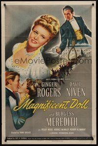 2p491 MAGNIFICENT DOLL 1sh '46 no woman ever loved more than Ginger Rogers, David Niven!