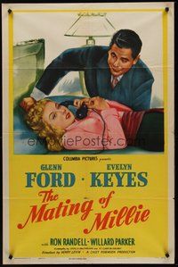 2p518 MATING OF MILLIE 1sh '47 great romantic art of Glenn Ford & Evelyn Keyes on phone!