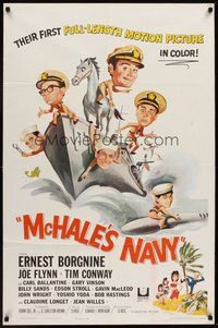 2p519 McHALE'S NAVY 1sh '64 great artwork of Ernest Borgnine & Tim Conway!