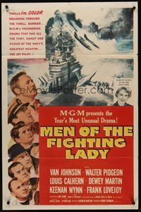 2p526 MEN OF THE FIGHTING LADY 1sh '54 Van Johnson, James A. Michener's forgotten heroes of Korea!