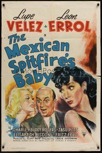 2p529 MEXICAN SPITFIRE'S BABY style A 1sh '41 Lupe Velez & Errol adopt 20 year-old Elisabeth Risdon!