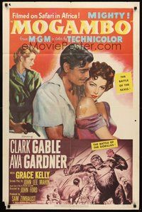 2p545 MOGAMBO 1sh '53 Clark Gable, Grace Kelly & Ava Gardner in Africa, directed by John Ford!