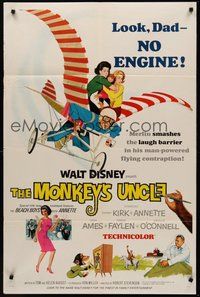 2p551 MONKEY'S UNCLE 1sh '65 Walt Disney, Annette Funnicello, wacky art of ape!