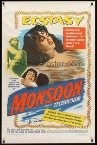 2p552 MONSOON 1sh '52 beautiful naked Ursula Thiess in the most daring picture ever filmed!