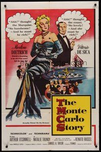 2p553 MONTE CARLO STORY 1sh '57 Dietrich, Vittorio De Sica, high stakes, low cut gowns!