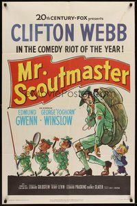 2p562 MR SCOUTMASTER 1sh '53 great artwork of Clifton Webb with Boy Scouts!