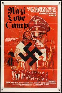 2p592 NAZI LOVE CAMP 1sh '77 classic bad taste image of tortured girls & swastika!