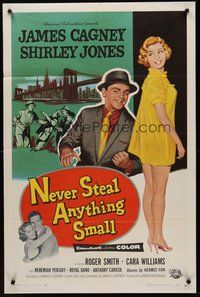 2p598 NEVER STEAL ANYTHING SMALL 1sh '59 tough James Cagney, sexy doll Shirley Jones!