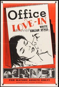 2p623 OFFICE LOVE-IN 1sh '68 Carole Saunders, Ray Cyr, white collar style sexploitation!