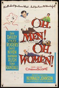 2p624 OH MEN OH WOMEN 1sh '57 Dan Dailey, Ginger Rogers, David Niven, Barbara Rush!