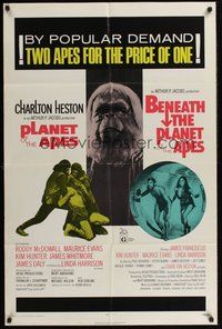 2p666 PLANET OF THE APES/BENEATH THE PLANET OF THE APES 1sh '71 2 apes for the price of 1!