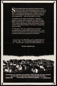 2p676 POLTERGEIST int'l 1sh '82 Tobe Hooper, Steven Spielberg, creepy image of suburbs!