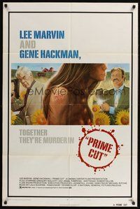 2p691 PRIME CUT style A 1sh '72 Lee Marvin w/machine gun, Gene Hackman w/cleaver!