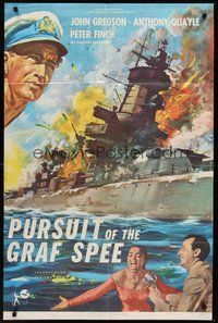 2p705 PURSUIT OF THE GRAF SPEE 1sh '57 Powell & Pressburger's Battle of the River Plate!