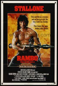 2p721 RAMBO FIRST BLOOD PART II 1sh '85 no man, no law, no war can stop Sylvester Stallone!
