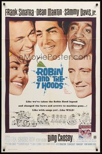 2p750 ROBIN & THE 7 HOODS 1sh '64 Frank Sinatra, Dean Martin, Sammy Davis Jr, Bing Crosby, Rat Pack