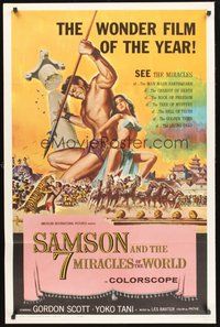 2p764 SAMSON & THE 7 MIRACLES OF THE WORLD 1sh '62 Maciste Alla Corte Del Gran Khan, sexy art!