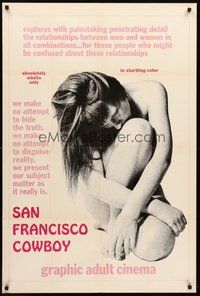 2p766 SAN FRANCISCO COWBOY 1sh '69 sexy image, graphic adult cinema!