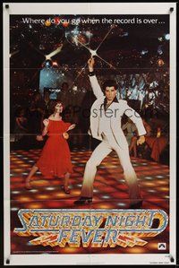 2p771 SATURDAY NIGHT FEVER teaser 1sh '77 image of disco dancer John Travolta & Karen Lynn Gorney!
