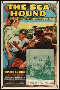 2p780 SEA HOUND Chap15 1sh R55 Buster Crabbe, serial, Captain Silver's Last Stand!