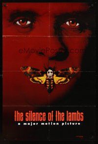 2p797 SILENCE OF THE LAMBS style B teaser DS 1sh '90 image of Anthony Hopkins with moth over mouth!