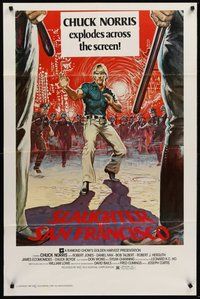 2p807 SLAUGHTER IN SAN FRANCISCO 1sh '81 Wei Lo, awesome artwork of surrounded Chuck Norris!