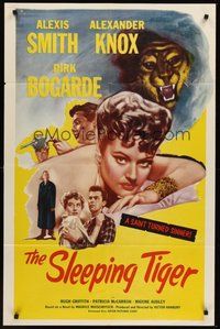 2p812 SLEEPING TIGER 1sh '54 Joseph Losey, sexy Alexis Smith is a saint turned sinner!