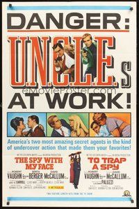 2p835 SPY WITH MY FACE/TO TRAP A SPY 1sh '66 Vaughn is The Man from U.N.C.L.E. double-bill!