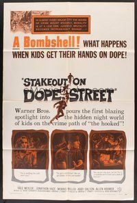 2p840 STAKEOUT ON DOPE STREET 1sh '58 this is what happens when kids get their hands on dope!